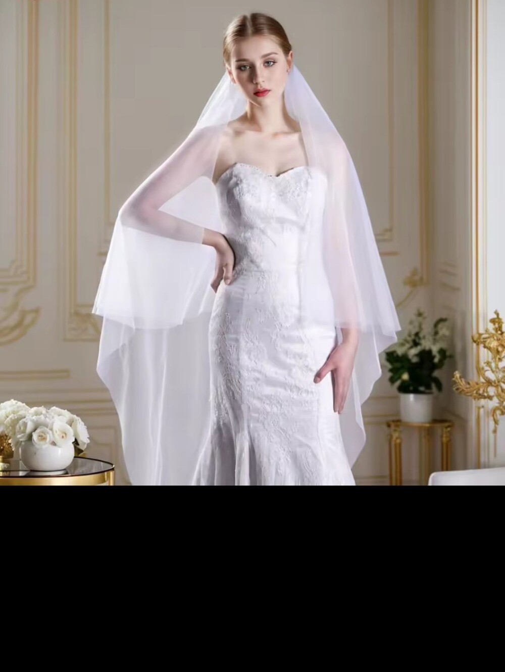 Classic White Bridal Veil - Elegant Two-Tier Intermission Length